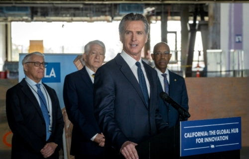 Gavin Newsom at podium