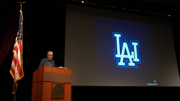 Peter Lunenfeld presenting a slide with LAI icon